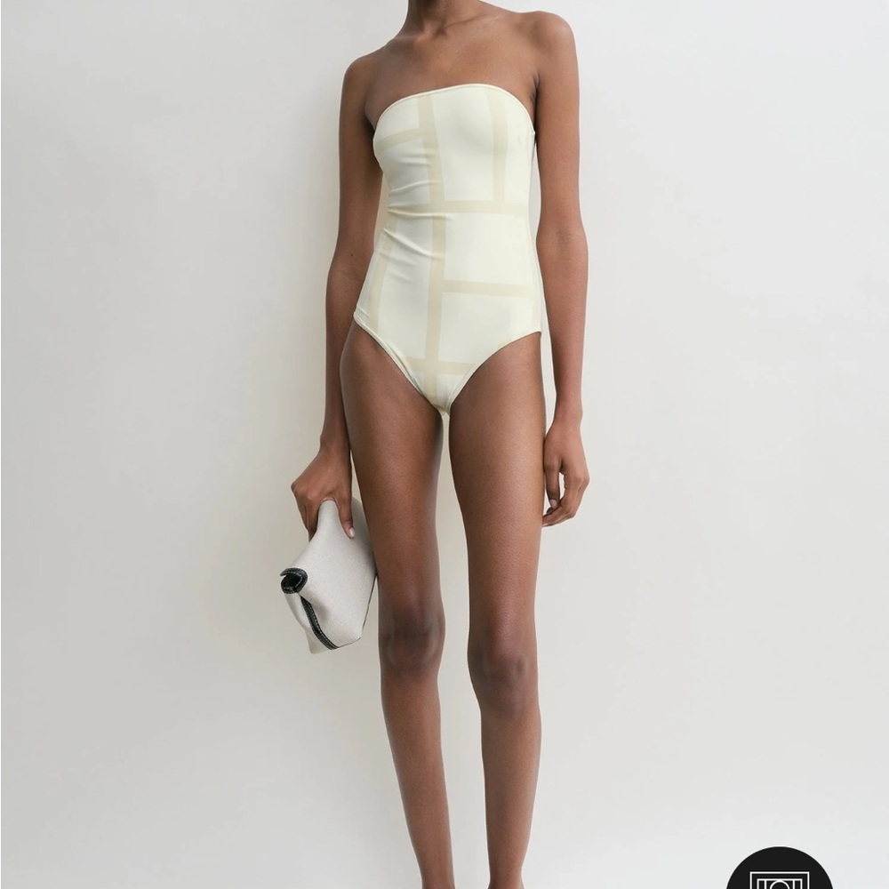 Toteme one-piece Monogram strapless swimsuit NWT - Picture 3 of 9